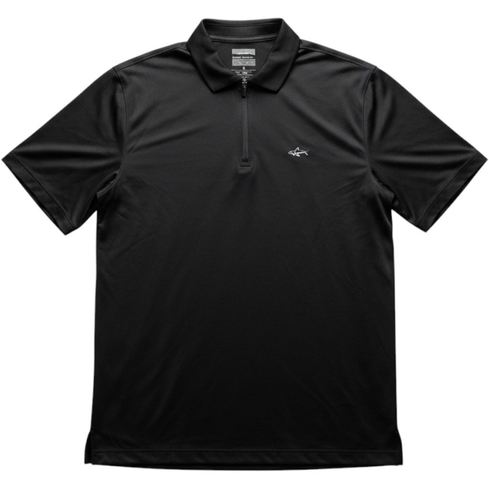 Greg Norman For Tasso Elba Polo Shirt Mens M Black Solid 1/4 Zip Golf Top